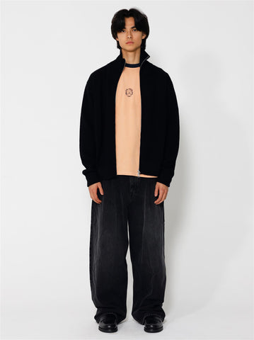 Lian Merino Full Zip Sweater - Black